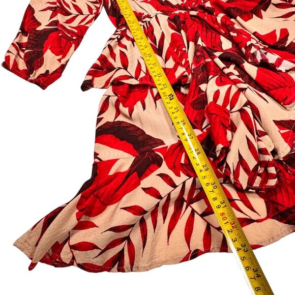 Johanna Ortiz X H&M Flounced Floral Mini Dress Sz.S Red Ruffle Blogger Fav - Picture 12 of 16